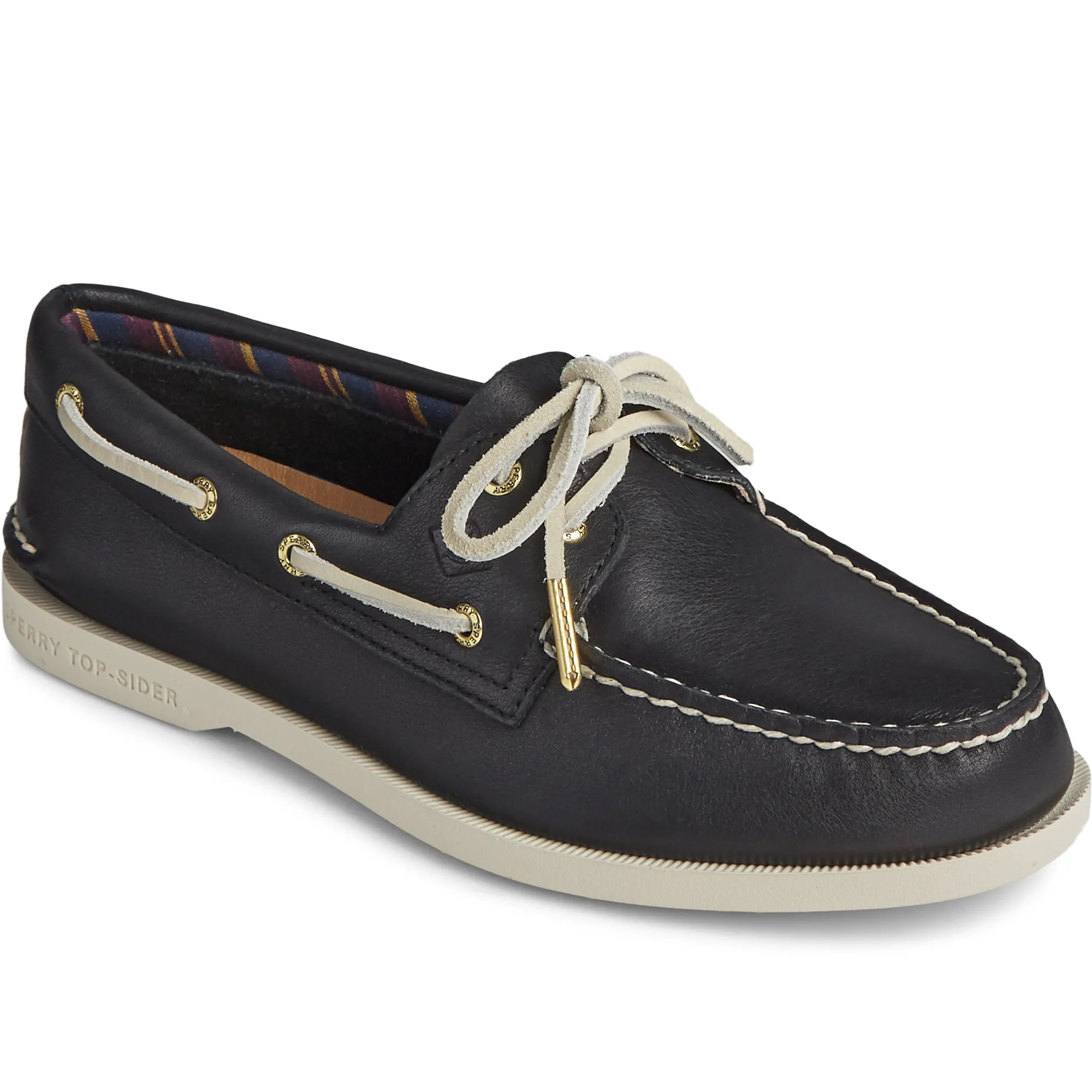 Women's Authentic Original Plushwave Walker Leather Black Boat Shoes (STS85501)