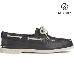 Women's Authentic Original Plushwave Walker Leather Black Boat Shoes (STS85501)
