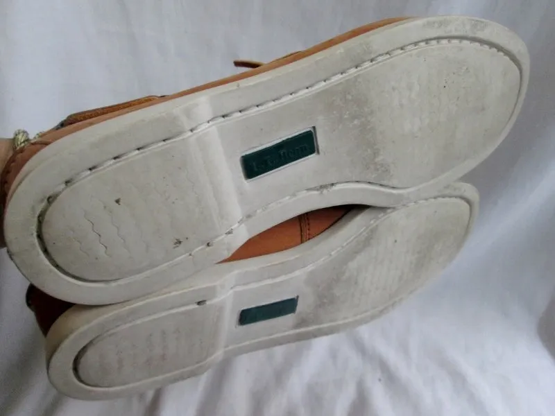 Womens L.L. BEAN Leather Moccasins Mocs Walking Boat Shoes BROWN 7.5 COGNAC
