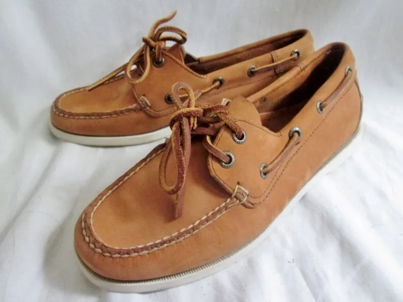 Womens L.L. BEAN Leather Moccasins Mocs Walking Boat Shoes BROWN 7.5 COGNAC