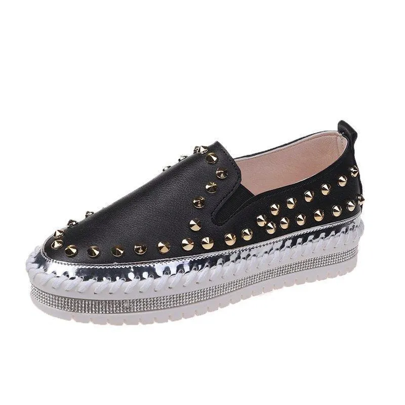 Women’s Rivet Flat Sneakers – Fashion Canvas Shoes