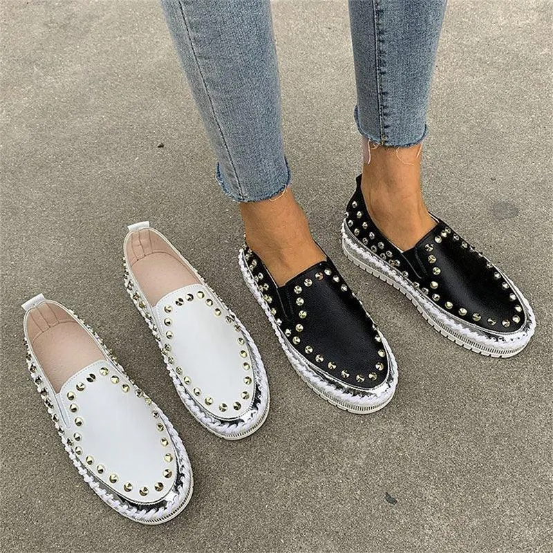Women’s Rivet Flat Sneakers – Fashion Canvas Shoes