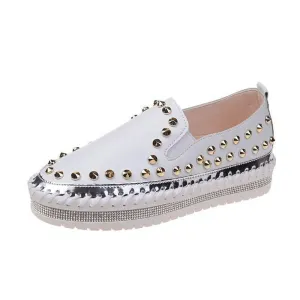 Women’s Rivet Flat Sneakers – Fashion Canvas Shoes