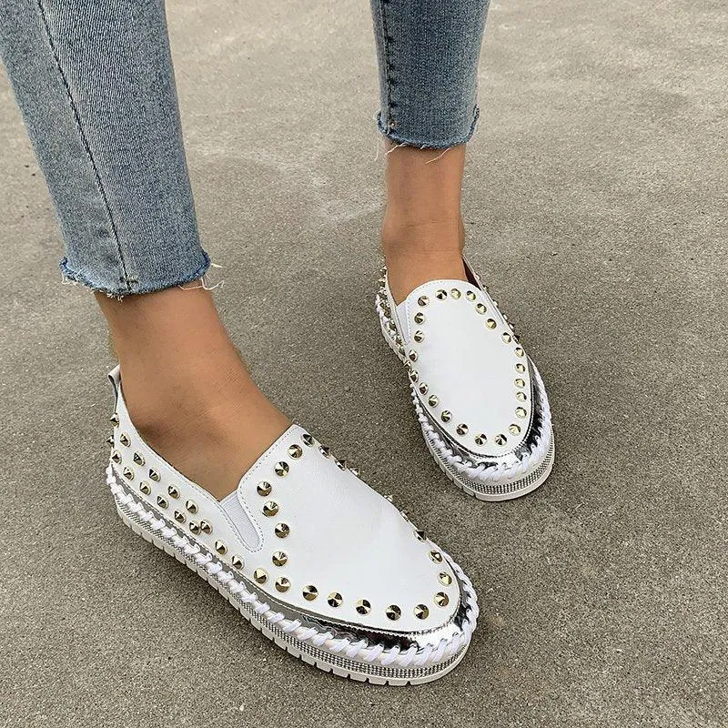Women’s Rivet Flat Sneakers – Fashion Canvas Shoes