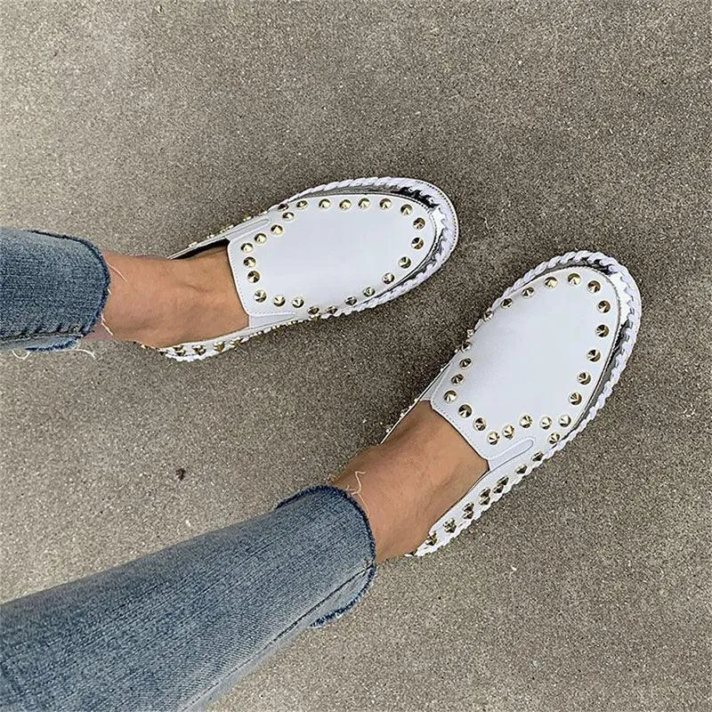 Women’s Rivet Flat Sneakers – Fashion Canvas Shoes