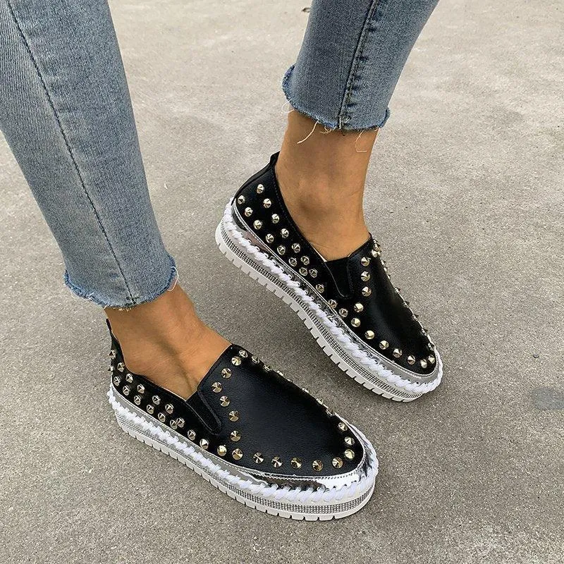 Women’s Rivet Flat Sneakers – Fashion Canvas Shoes