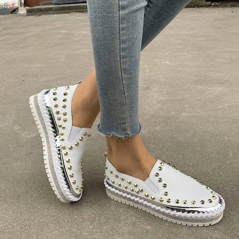Women’s Rivet Flat Sneakers – Fashion Canvas Shoes